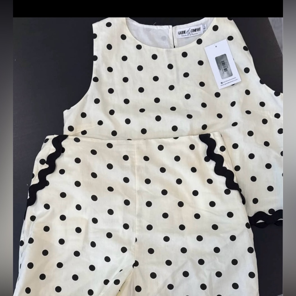 The dotted duo set - Cream and Black Polka Dot Short Set - Size Large NWT